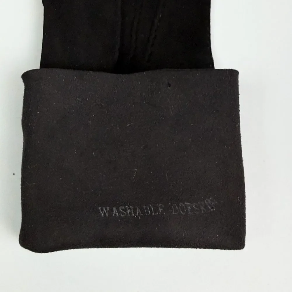 Bamberger's Black Washable Suede Long Gloves Vintage made in France Women's sz 7